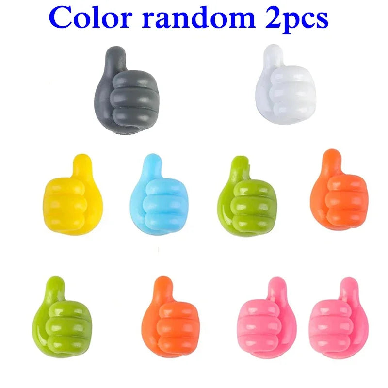 Hand-shaped Rubber Holder Glasses Cable Power Cord Charging Line Self Adhesive Mini Hook Car Storag Organizer Gadget Decorations Oasis Select Color random 2pcs
