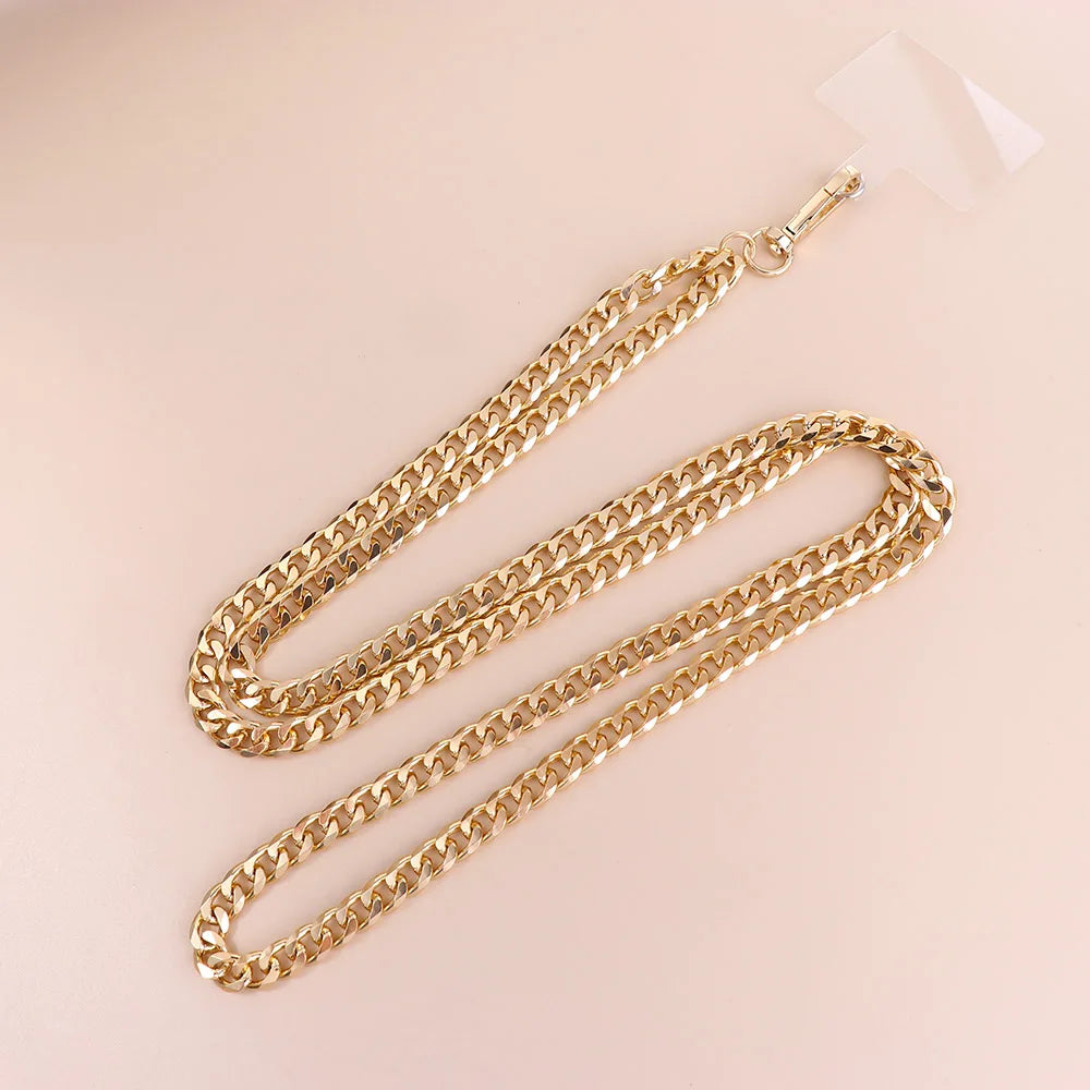 Long Phone Straps Anti-lost Lanyard Mobile Phone Accessories Crossbody Chain Metal for Women Phone Case Hanging Cord Oasis Select 9mm gold