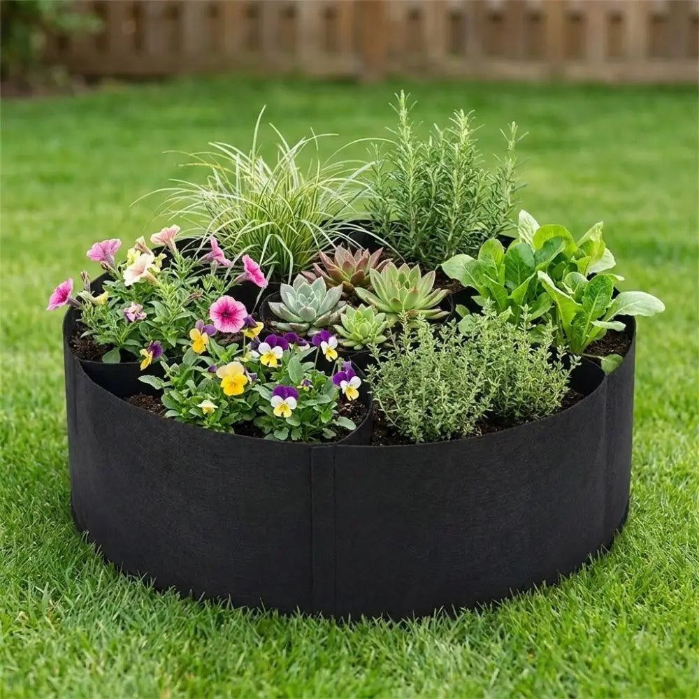 7 Grids Garden Grow Bags Circular Freestanding Divided Planter Root Aeration Heavy Duty Felt Raised Garden Bed Oasis Select