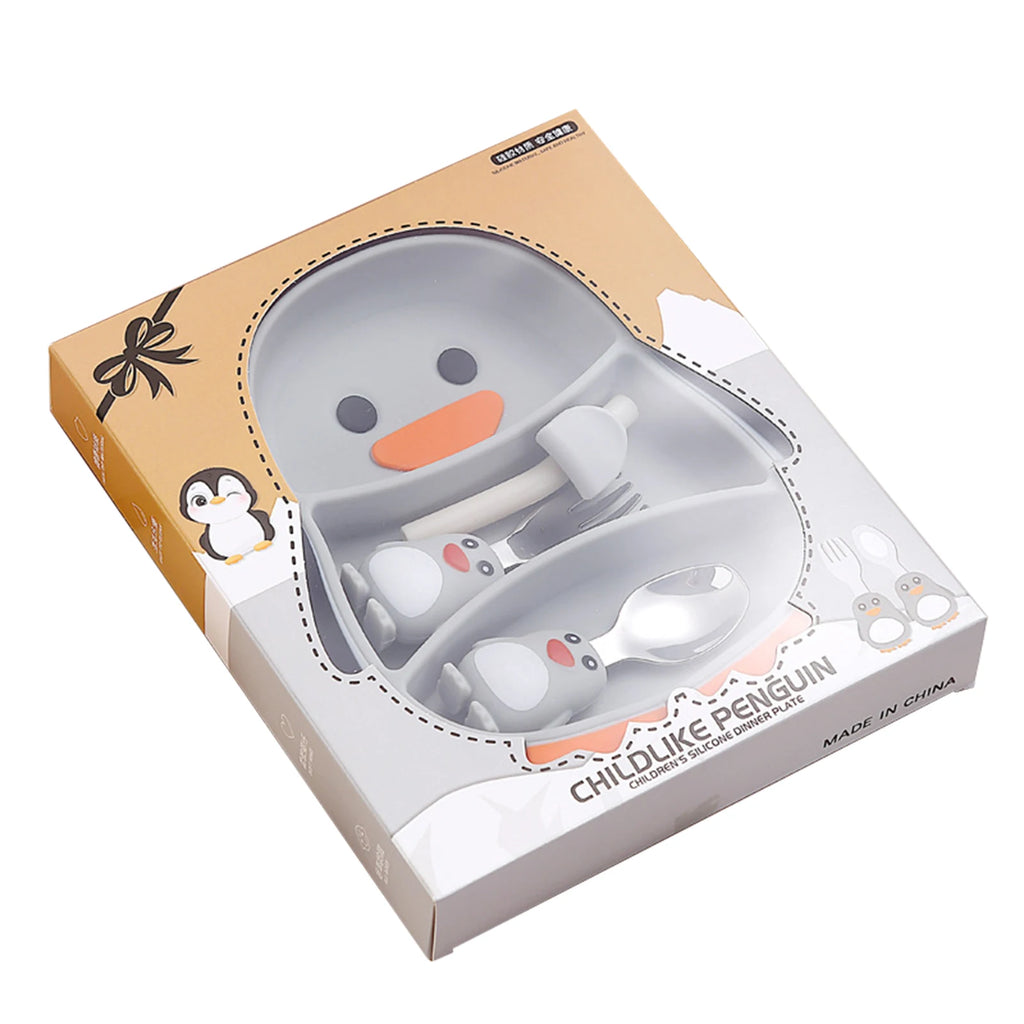 Cartoon Silicone Baby Feeding Set – 5-Piece BPA-Free Weaning Kit