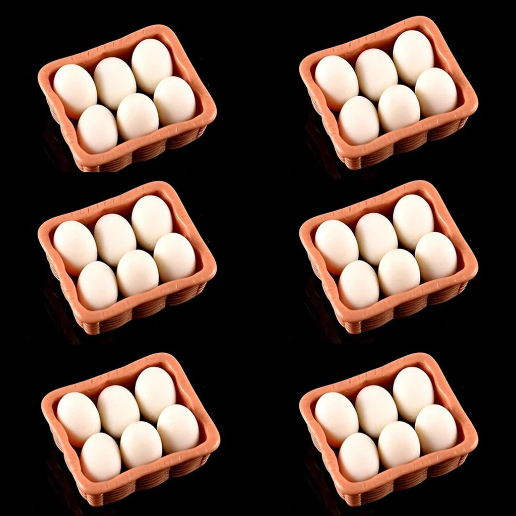 Miniature egg carton simulation decoration 1:12 dollhouse kitchen accessories shooting scene props, decorative ornaments Oasis Select 6 sets of white