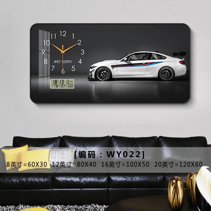 Car Clock Living Room Creative E-sports Room Silent Clock Auto Repair Beauty Shop Personality Art Decorative Painting Wall Clock Oasis Select WY022 80cm x 40cm