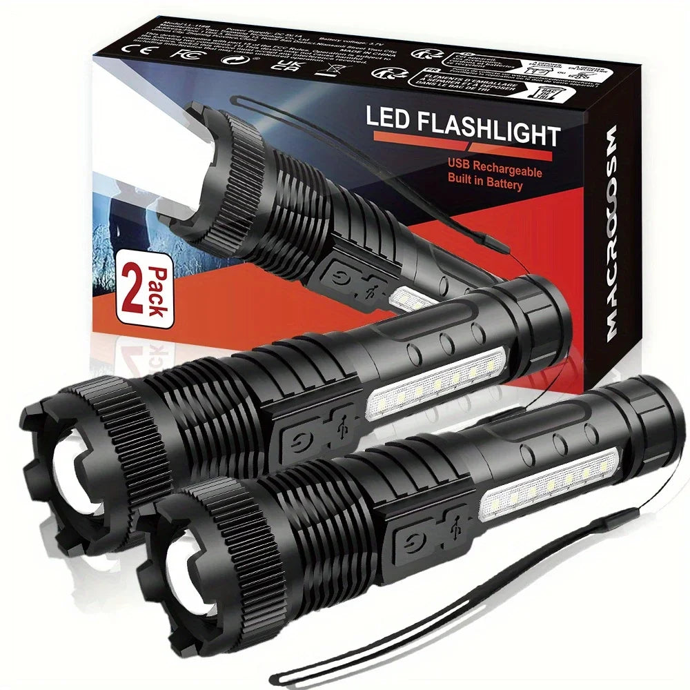 High Power LED Flashlight Type-C Rechargeable Tactical Torch with Built-in Battery Pen Clip Flashlights Outdoor Camping Lantern Oasis Select