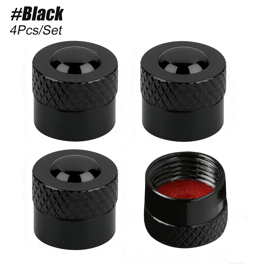 4PCS Tire Valve Caps with O Rubber Ring, Valve Stem Caps, Universal Stem Covers for Cars, SUVs, Bike, Trucks, Motorcycles Oasis Select Black