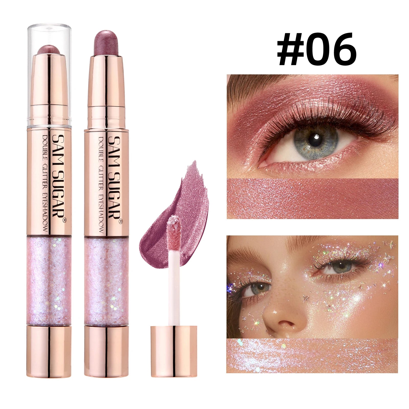 SAM SUGAR 3-in-1 Eyeshadow Stick – Glitter Highlighter & Blush