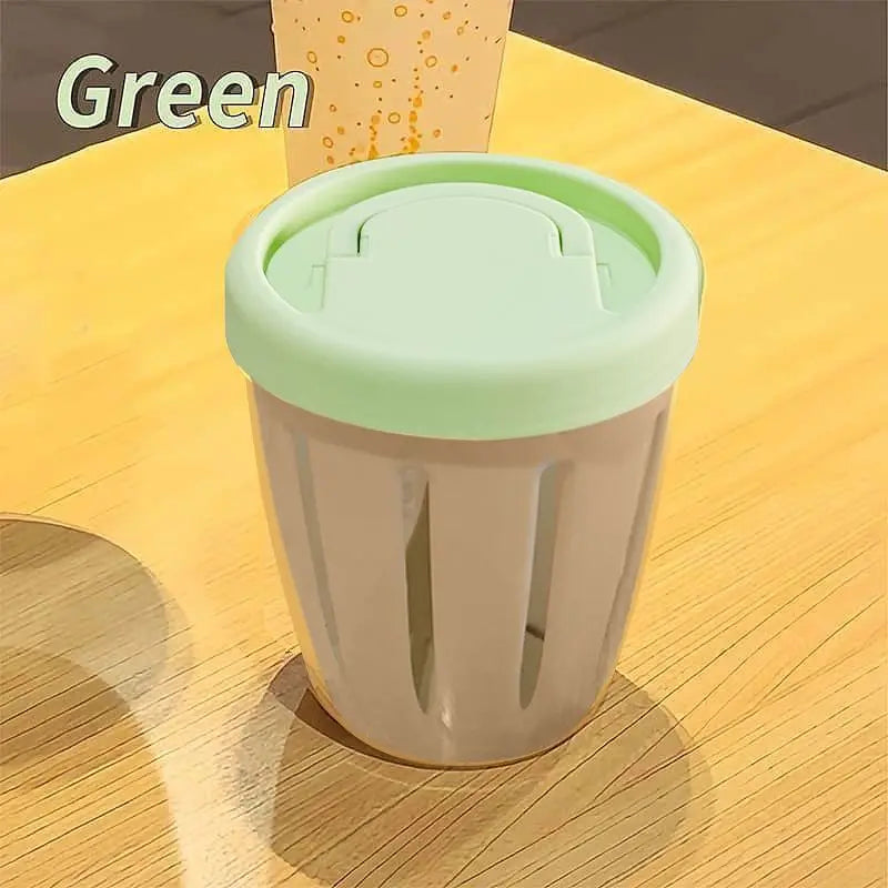 Portable Cylindrical Food Container with Fork Built in Drain Plastic Fruit Storage Cup Multi Purpose Lunch Box for Daily Snacks Oasis Select green