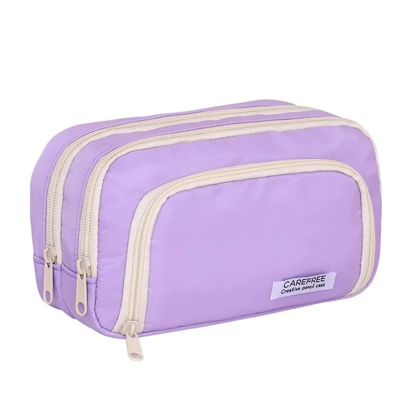 Japanese Minimalist Pencil Case Large Capacity Oxford Fabric Student Pouch for School Girl Teens Middle High School Supplies Oasis Select
