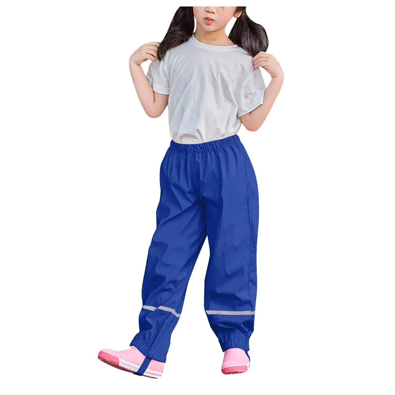Children's Solid Color Loose Pencil Wind And Waterproof Mud Trousers Breathable Multi-function Casual Trouser For Boys And Girls Oasis Select Blue 86