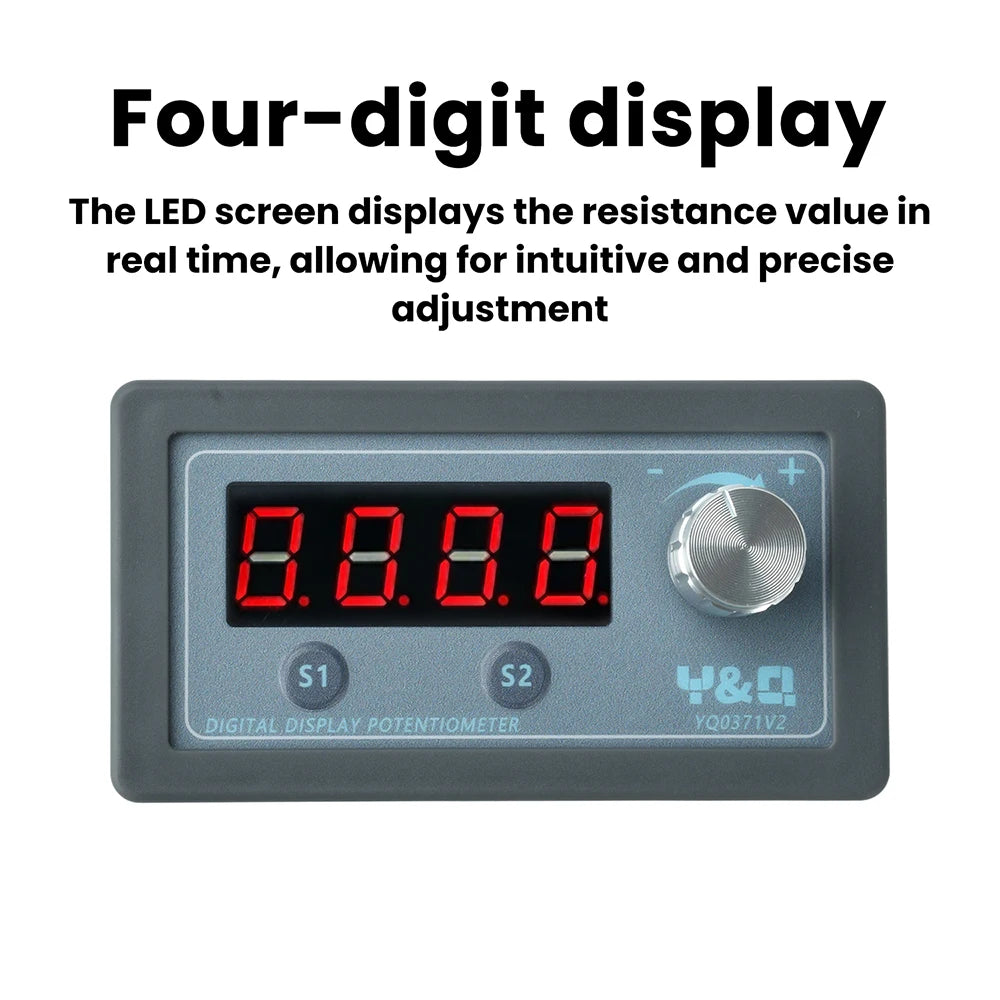 4-Digit Digital Display Potentiometer Frequency Meter Adjustable Resistor PLC Inverter With LED Screen 1K/5K/10K Resistance Oasis Select
