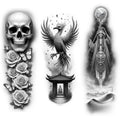 3-Pack Waterproof Temporary Tattoos – Butterfly, Skull & Rose