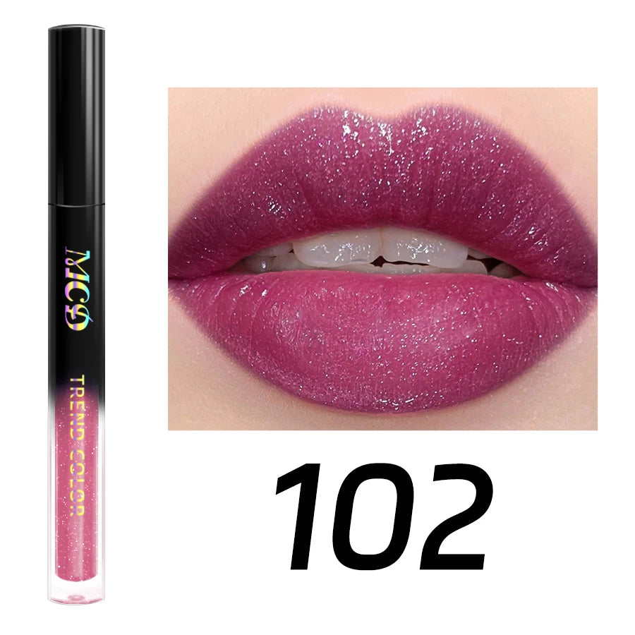 MCD 15-Shade Glitter Lip Gloss | Pearl Shimmer Liquid Lipstick
