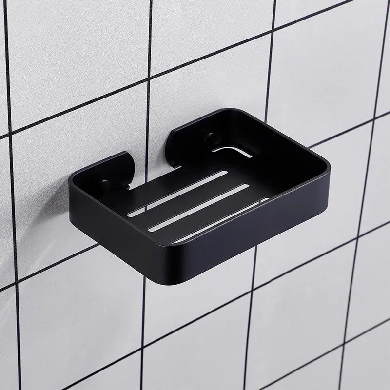 Aluminium Bathroom Shower Storage Soap Tray Mesh Rack Soap Dishes Wall Mounted Drain Soap Dish Box Home Accessories Oasis Select