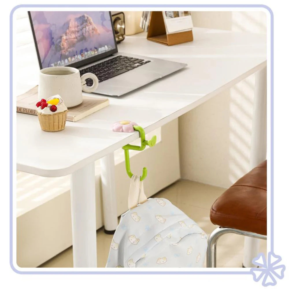 Desktop Storage Hook Flower-Shaped Adjustable Hook Desk Edge Hook Removable For Office Headphones Backpacks Oasis Select