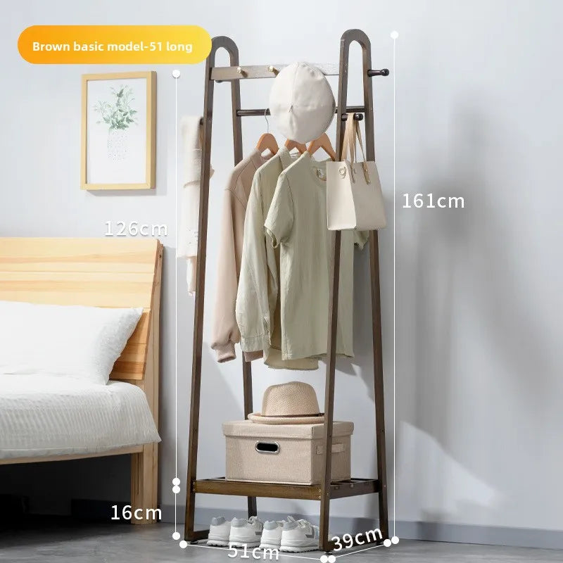 Hanging clothes shelves are placed at the end of the bedroom bed, and clothes artifacts are placed at night Oasis Select JC Walnut 51 long