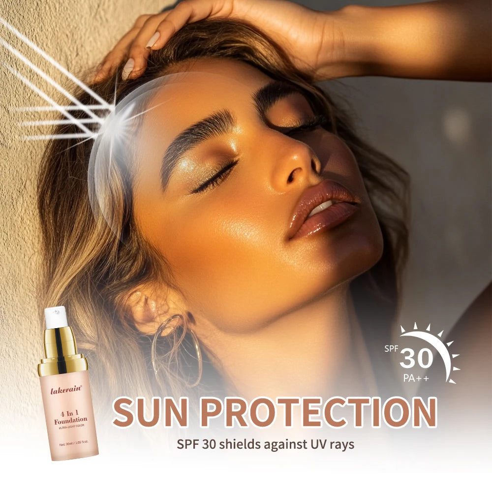 4in1 Foundation Liquid Hydrating Full Coverage Concealer SPF30 Long-wearing Waterproof Even Skin Tone Foundation Face Cosmetics Oasis Select