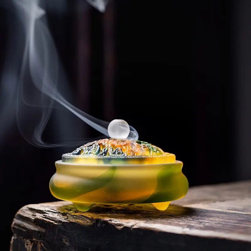Glass Incense Burner Three-legged Glass Home Creative Incense Burner Decoration Antique Buddha Incense Burner Oasis Select
