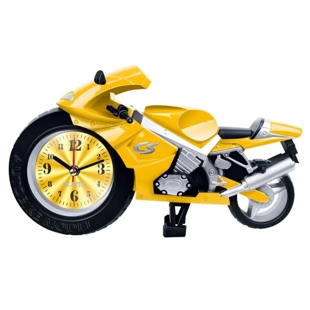 Cartoon Motorcycle Alarm Clock – Silent, Drop-Proof Desk Ornament