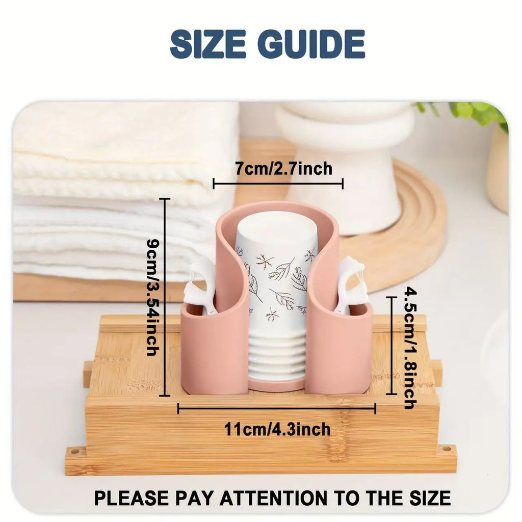 Cotton Pad QTips Holder, Bathroom Cups Dental Floss Dispenser, Storage Organizer for Cotton Pad QTips Paper Cup Floss, Bathroom Oasis Select