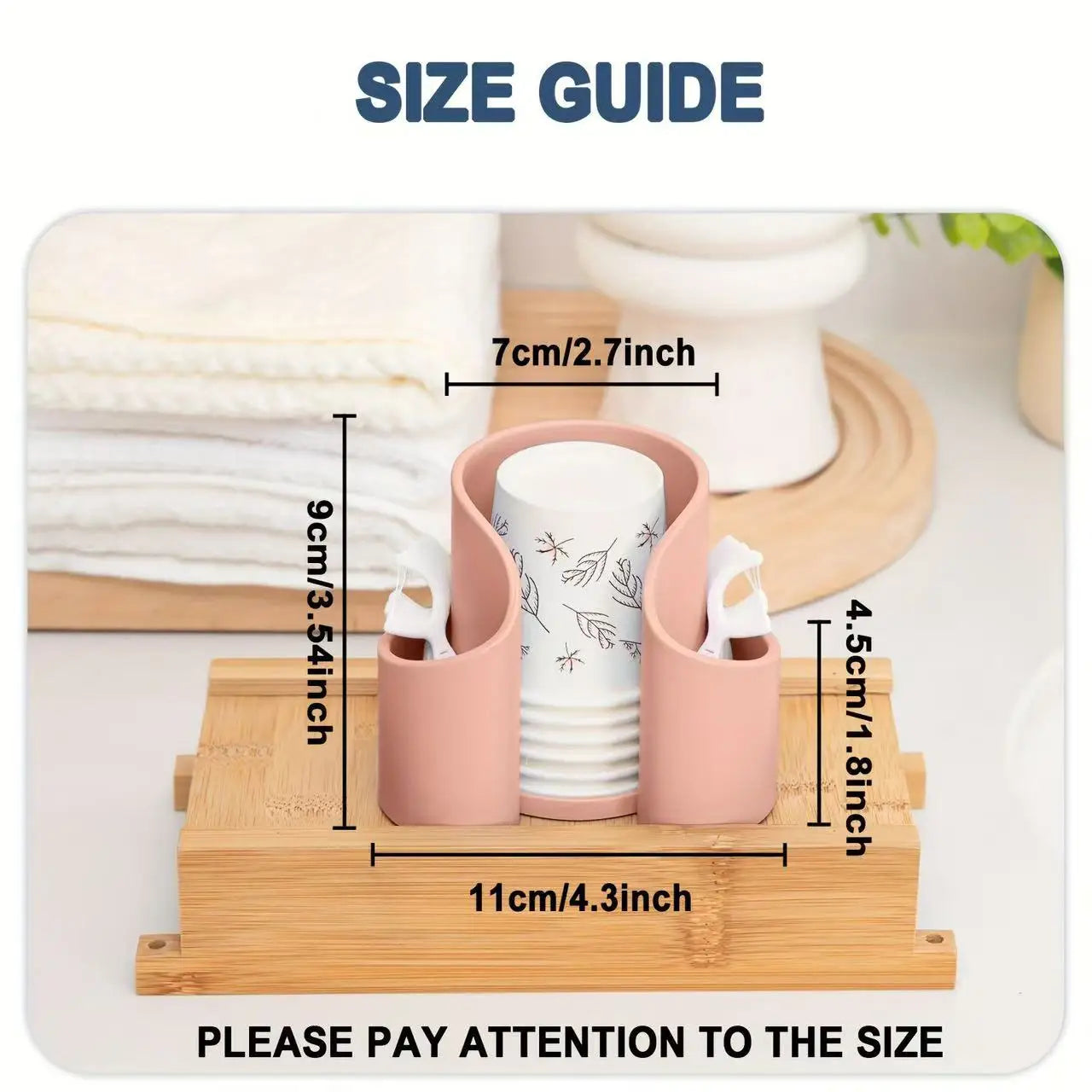 Cotton Pad QTips Holder, Bathroom Cups Dental Floss Dispenser, Storage Organizer for Cotton Pad QTips Paper Cup Floss, Bathroom Oasis Select