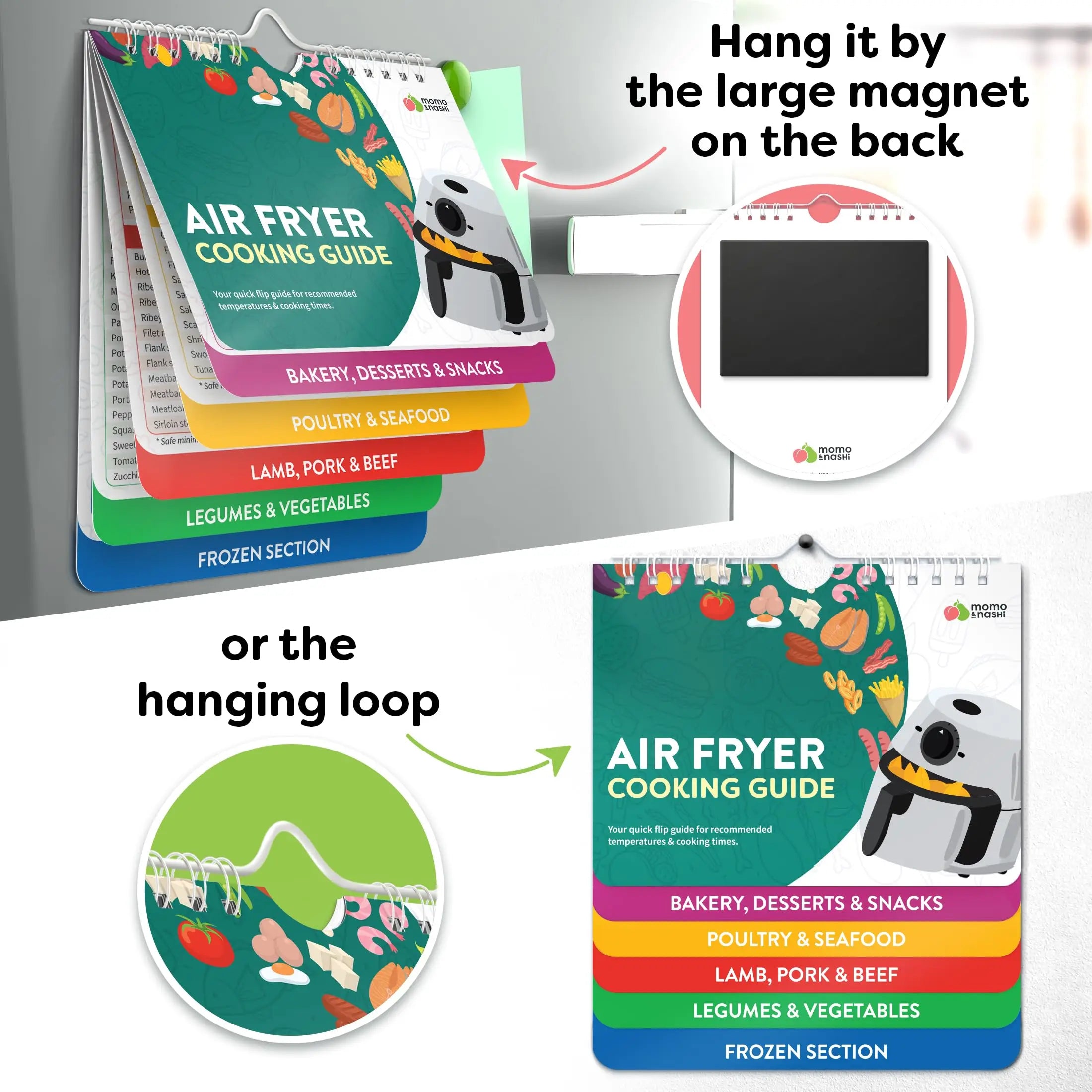 Air Fryer Cookbook Magnetic Cheat Sheet, Guide Booklet, Cookbooks Instant Accessories Oven Cooking Pot Temp Times Chart Oasis Select