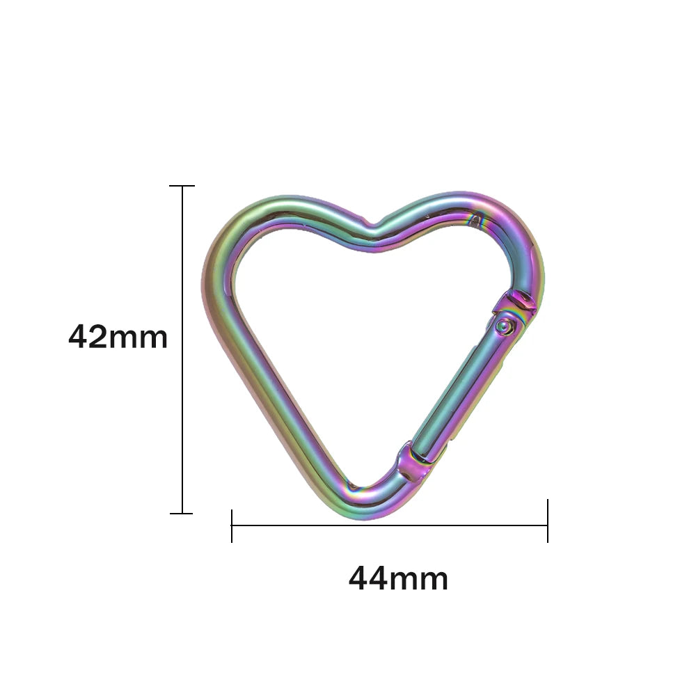 5pcs New Heart Shaped Laser Carabiner Hook Ring Keychain Keyrings Hook DIY Jewelry Making Supplies Connector Buckles Accessories Oasis Select Coffee