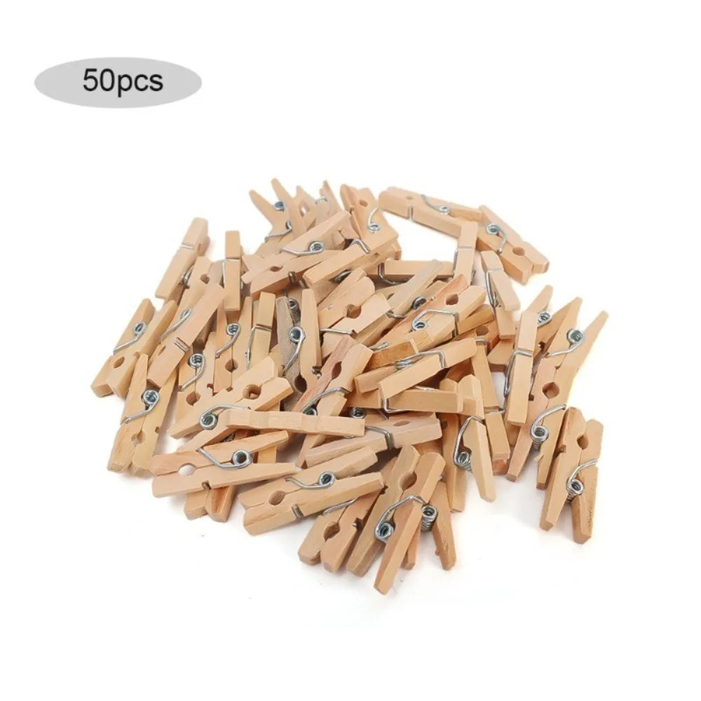 50/100pcs Durable Wooden Photo Clips Mini Reusable Memo Paper Peg Wooden Clamp for Hanging Pictures Paper DIY Crafts Oasis Select 50pcs