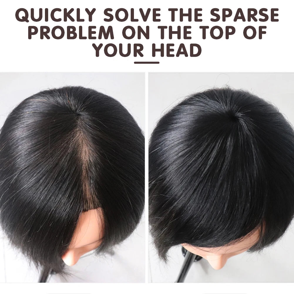 Clip-On Hair Topper – Seamless Short Straight Coverage Wig