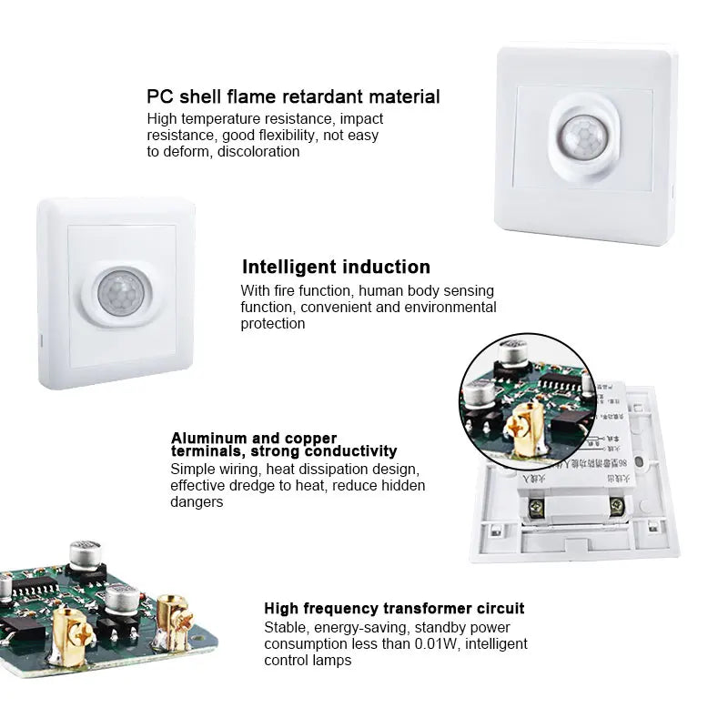 PIR Motion Sensor Switch AC110V-220V | Auto Infrared Light Motion Sensor Switch Oasis Select