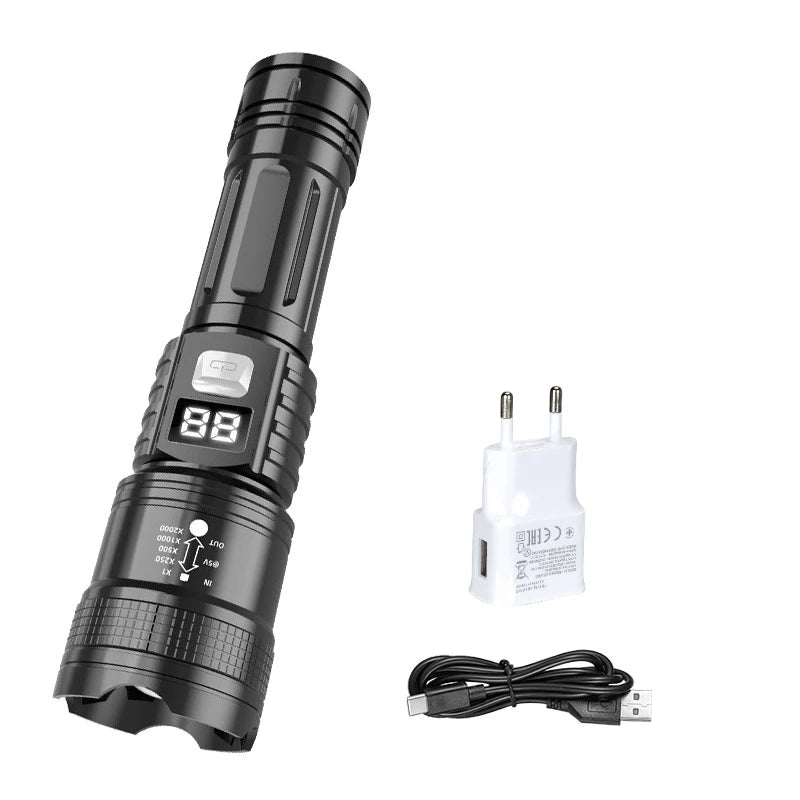 High Power LED Flashlight USB Rechargeable Zoomable Torch for Outdoor Camping Fishing Flashlight for Christmas Gift Set for Men Oasis Select 1PC with EU Plug ZOOM