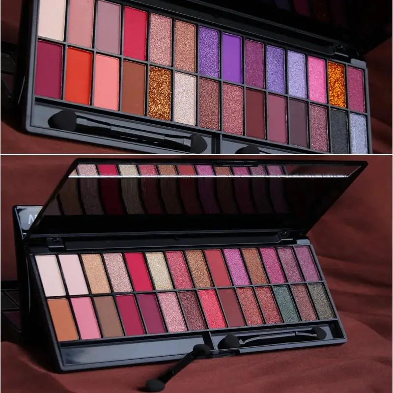 Cmaadu 28-Color Matte Shimmer Eyeshadow Palette + Brush