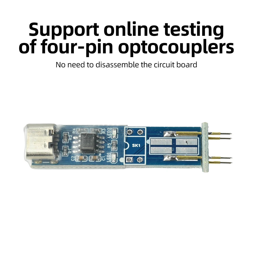 4-Pin Optocoupler Tester Type-C Online In-circuit Test Tool Auto Identify Pin LED Indicator Support SMD 817 781 521 Optocoupler Oasis Select