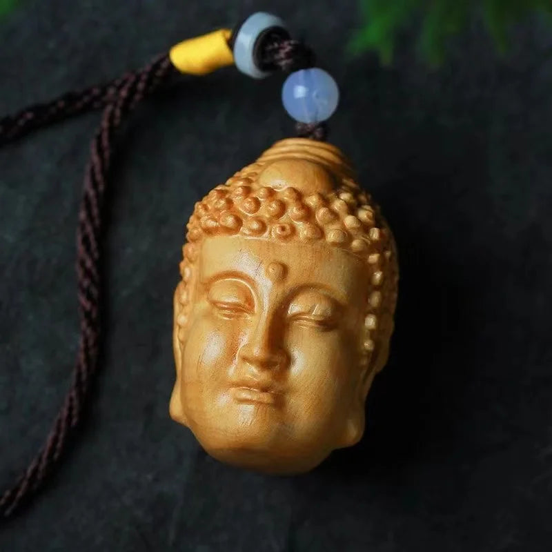 A read between Buddha and magic natural solid wood carving men portable disc play hand piece play car pendant Oasis Select