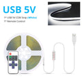 DC5V USB Dimmable COB LED Strip 1M 2M 3M 5M White/Warm White USB LED Ribbon Double-sided Tape with RF Remote Control Night Light Oasis Select White DC5V USB 1m