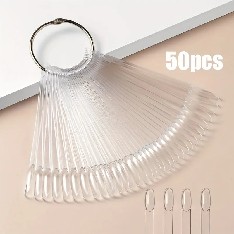 50pcs/100pcs Transparent Nail Swatch Sticks Kit - Reusable False Nail Sample Display Palette, Gel Polish Color Practice Tools Oasis Select 50pcs