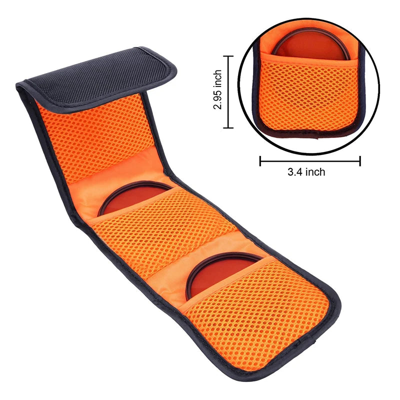 3-Pocket Lens Filter Bag – ND UV CPL Camera Filter Wallet Case