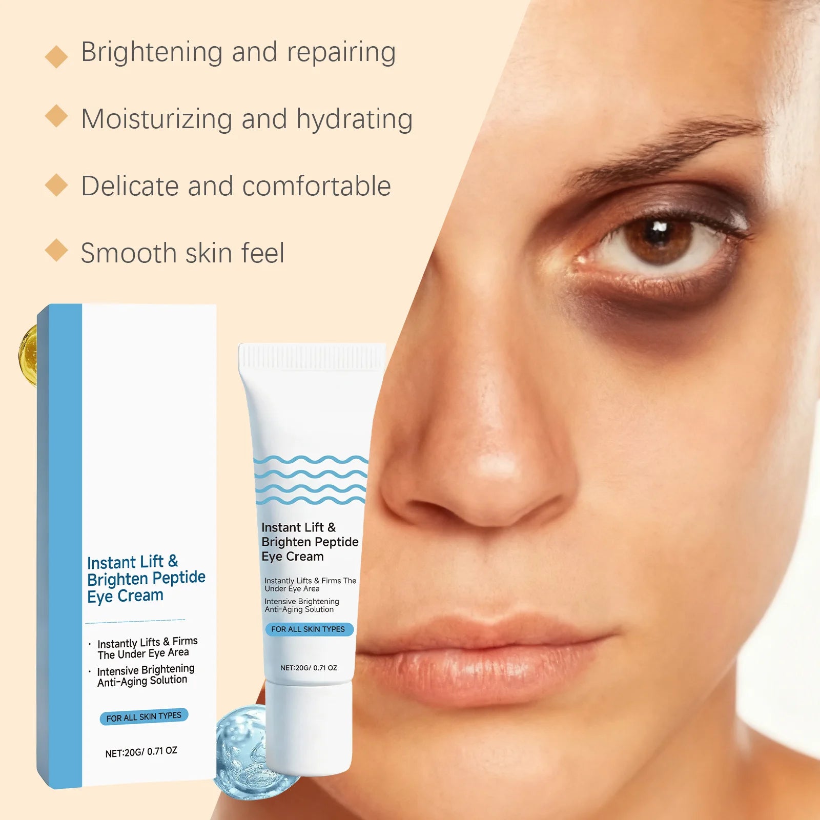 Hoygi Peptide Eye Cream – Dark Circles & Anti-Aging | 20g Peptide Eye Cream Oasis Select