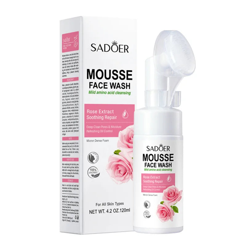 SAODER Fruit Foam Facial Cleanser – Korean Moisturizing Wash Foam Facial Cleanser Oasis Select Rose