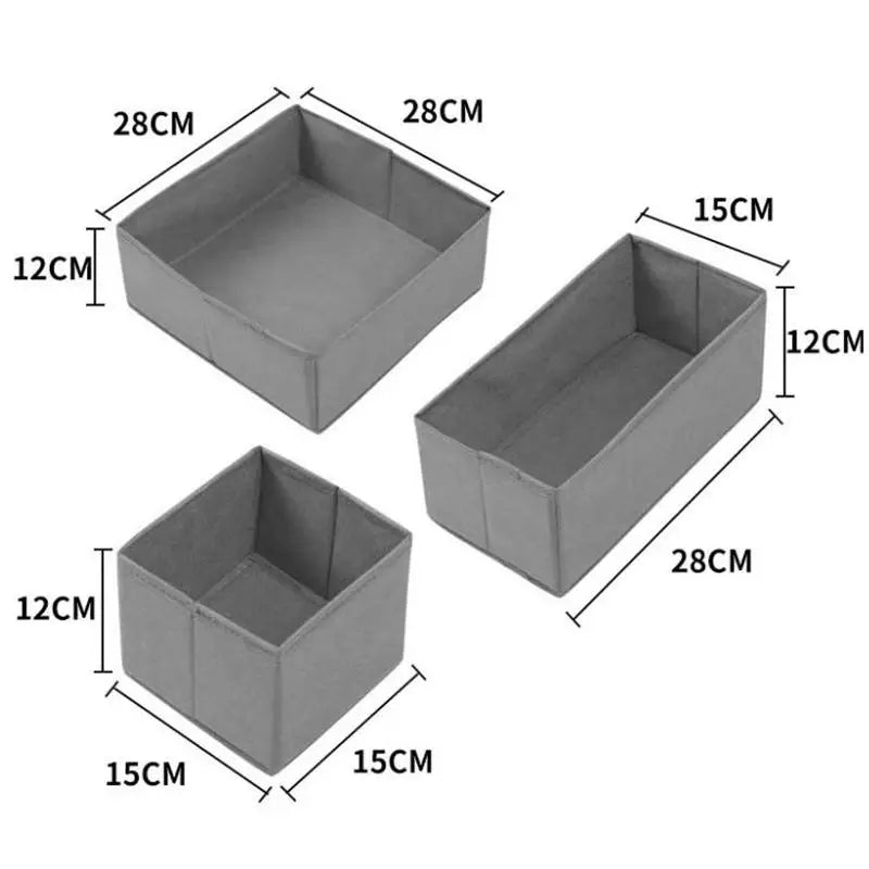 Clothes Organizer Storage Box Underwear Bra Socks Cabinet Drawer Organizer T-Shirt Storage Basket Wardrobe Storage Organizers Oasis Select 3Pcs set Gray