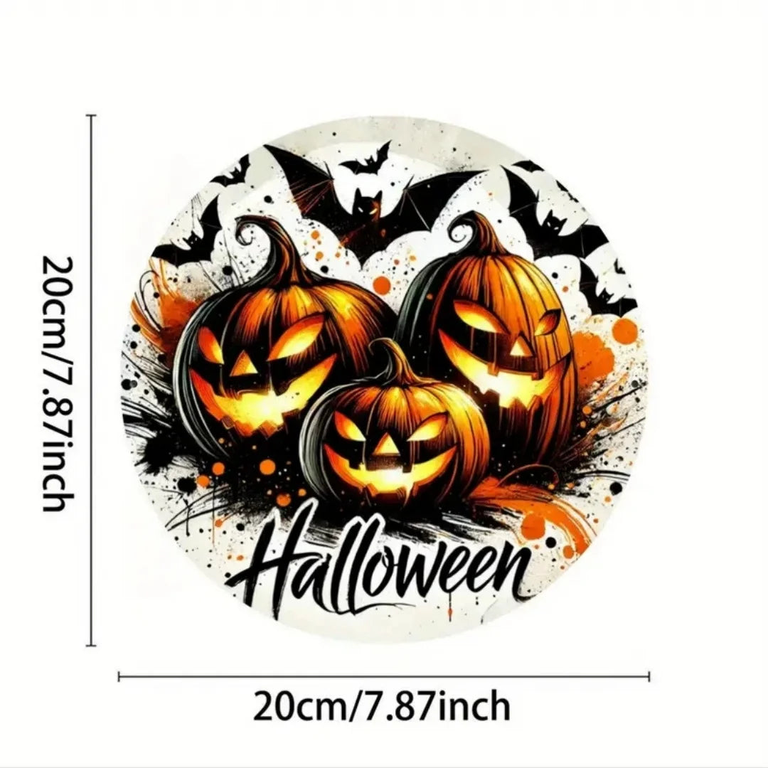 Halloween Wooden Wreath Logo Retro Pumpkin Head Horror Art Decoration Home Garden Courtyard Wooden Hanging Pendant Outdoor Props Oasis Select Style 11