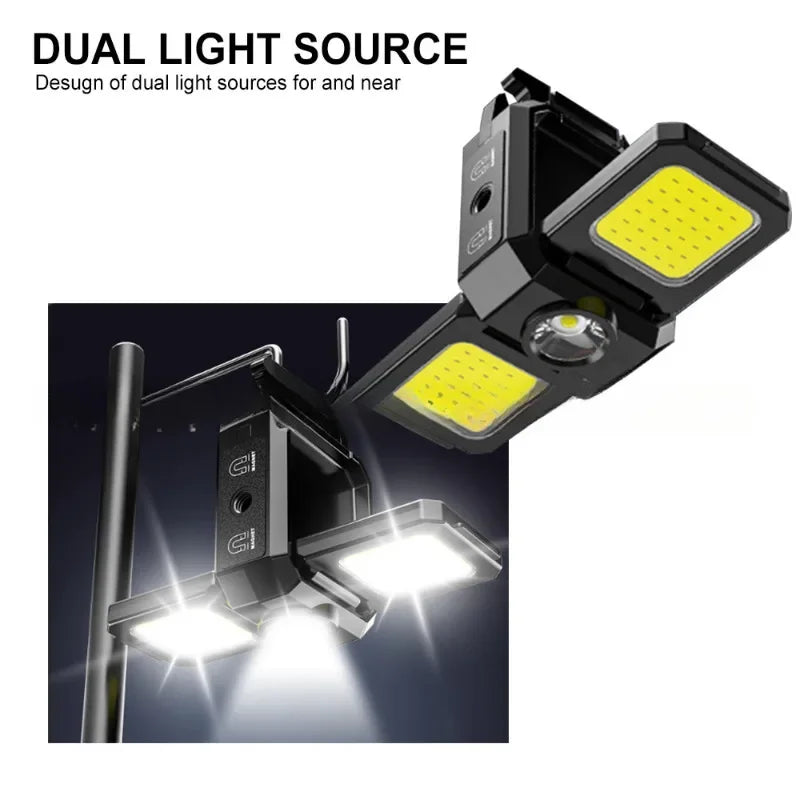 Small Led Flashlight Keychain Light USB Rechargeable Torch Work Light Multifunctional Portable COB 90 ° Rotation Camping Lantern Oasis Select