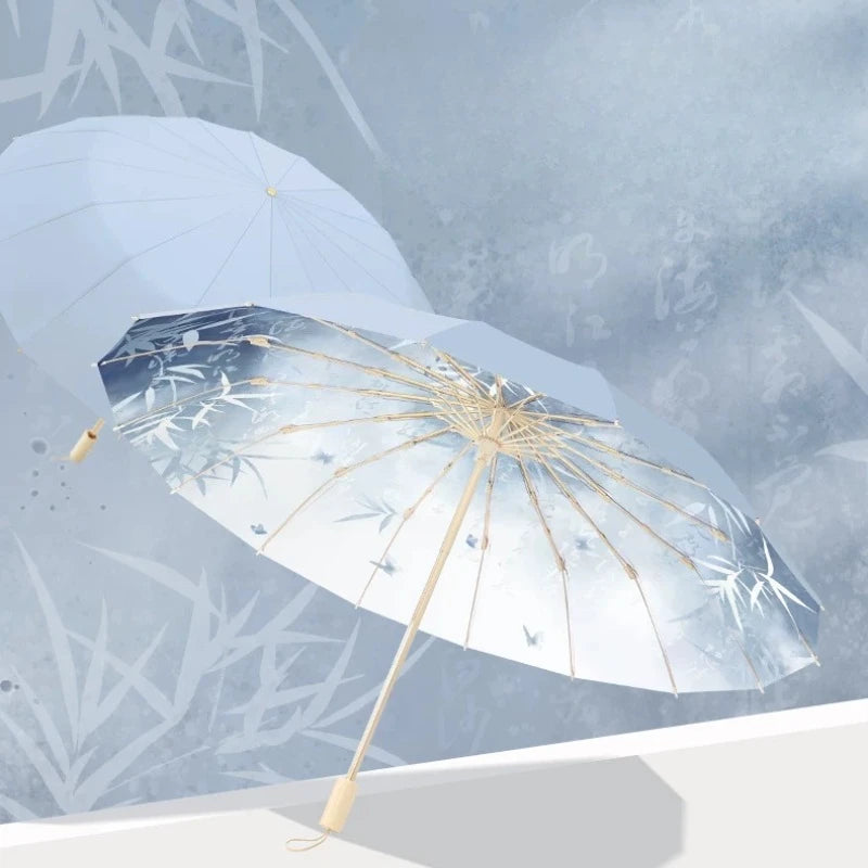 6 Ribs Reinforced Large Folding Umbrella Dual-purpose Sun Rain Umbrella UV Protection Sun Parasol for Women Oasis Select