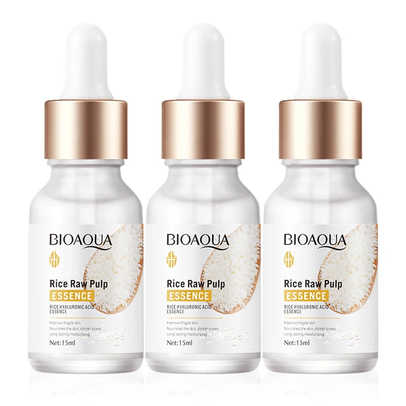 BIOAQUA Rice Raw Pulp Face Serum – Hyaluronic Acid Anti-Aging Face Serum Oasis Select 3pcs