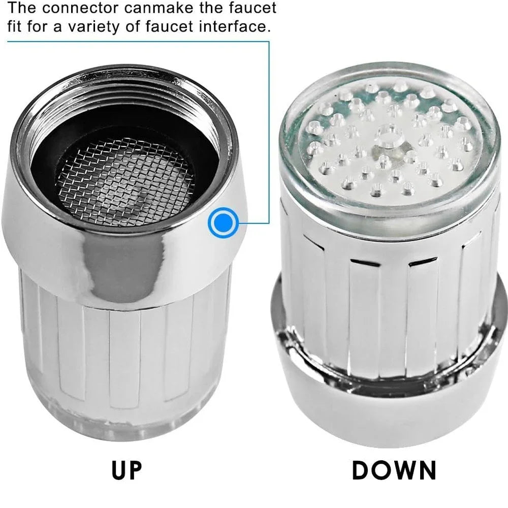 LED Faucet Head Glow Water Saving Stream Light Faucet Aerator Tap Nozzle for Kitchen Bathroom 3-Color Change Automatically Oasis Select