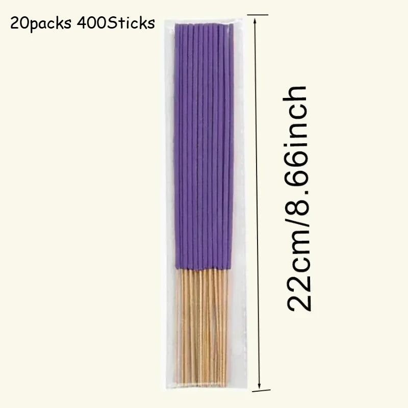 400 Aromatherapy Incense Sticks Set 4 Natural Fragrances Lavender White Sage Dragon's Blood Cherry Blossom for Yoga Meditation Oasis Select lavender