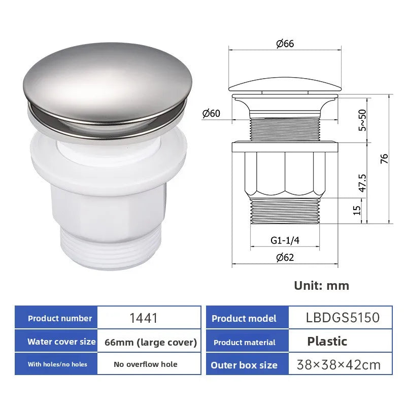 Pop Up Drain Stopper with Overflow, Lavatory Basin Drain without Overflow Black, Chrome or Oil Rubbed Bronze or Antique Oasis Select 1441-