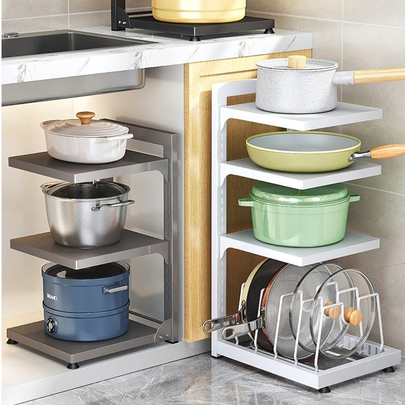 pot storage rack, cabinet countertop, layered vegetable preparation, pot lid rack, adjustable household multi-layer kitchen Oasis Select