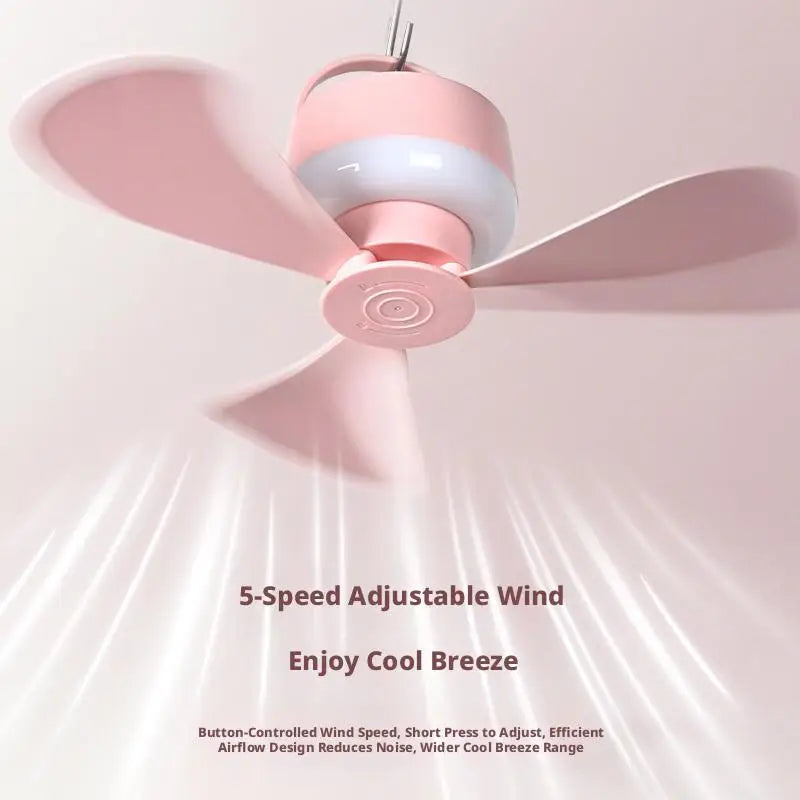 USB Rechargeable Mini Ceiling Fan With Light Remote Control Dimmable Led Hanging Fan For Student Dormitory Camping Tent RV Oasis Select