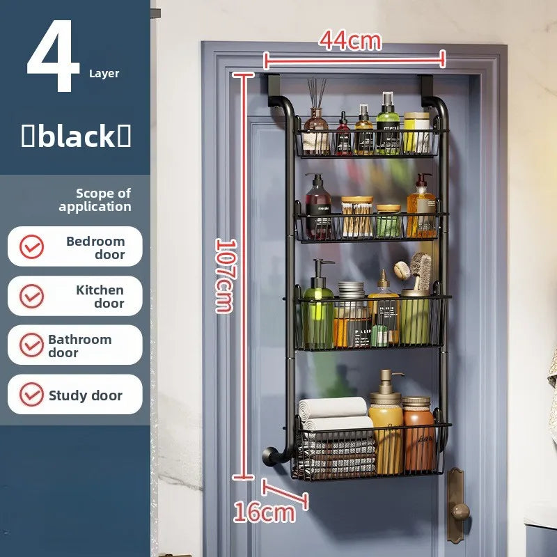 bedroom door rear hanger, door rear hook, door rear hanging basket, door rear storage rack, clothing, stationery Oasis Select 4 layers of black