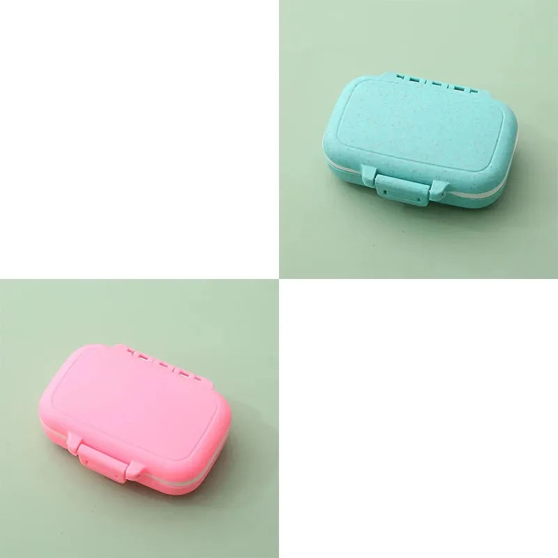 1/2pcs Mini Portable Pills Organizer Case 3 Grids PillBox Tablet Storage Container Weekly Medicine Pill's Box Pill Case Oasis Select Pink-Wheat Blue