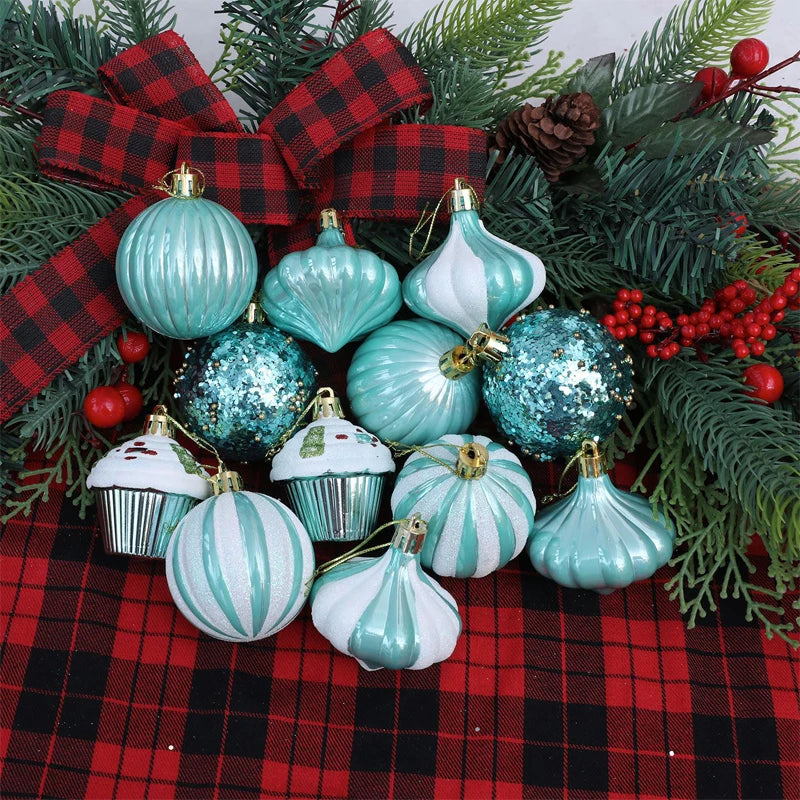 12 Pcs 2.4 Inch Christmas Ball Ornaments for Tree,Red and Green Glittering Hanging Bulbs Pendants for Christmas Tree Decorations Oasis Select